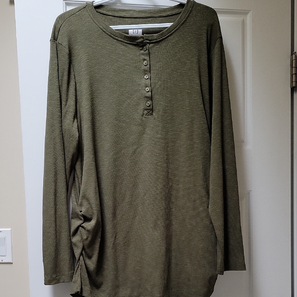Maternity GAP Olive Green Long Sleeve Henley Top
